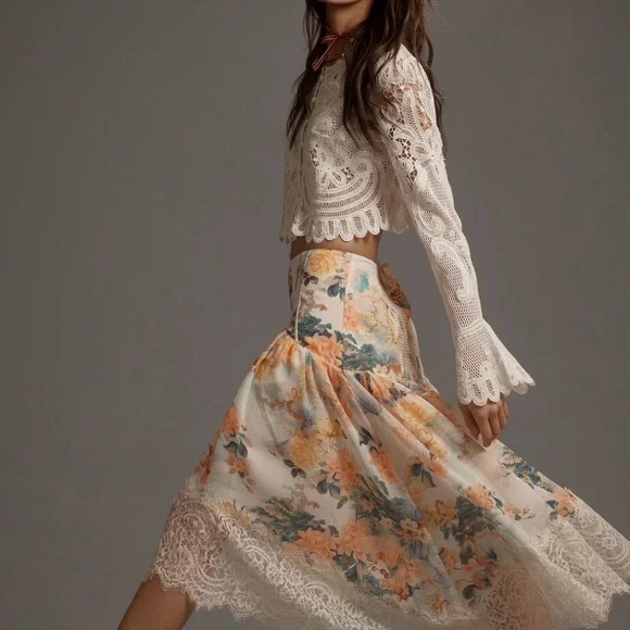 Anthropologie Asymmetrical Lace Skirt - Picture 4 of 9